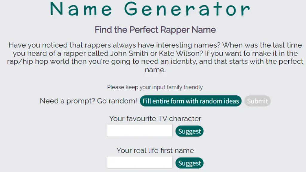 Rapper Name Generator