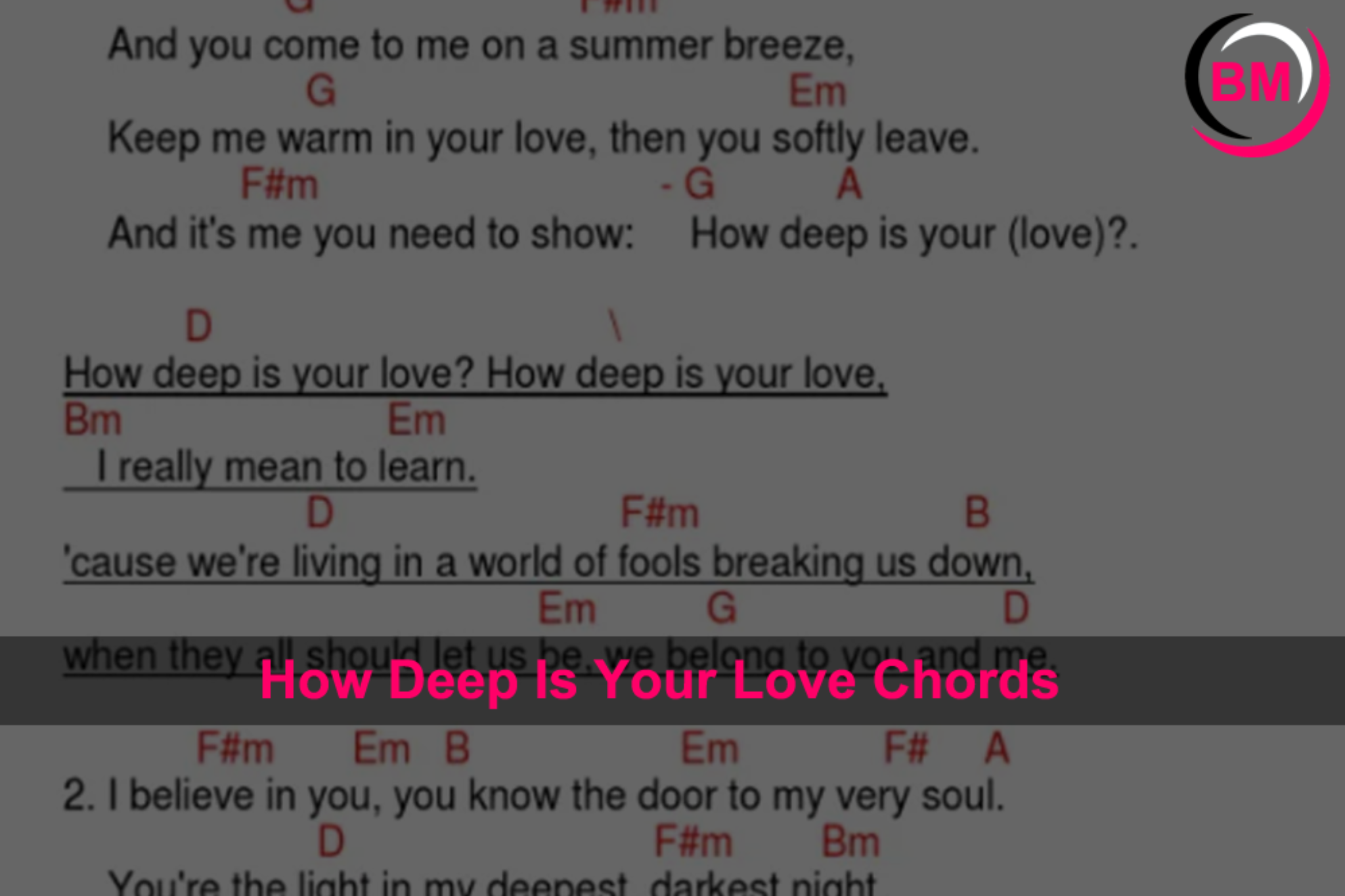 How To Play How Deep Is Your Love Chords On Guitar   How Deep Is Your Love Chords 2048x1365 